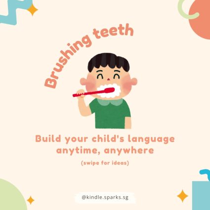 Language learning opportunities are everywhere! Our lives are busy, but we don't need to wait till playtime to "teach" language. Here are some ideas of language that can be modelled when brushing our teeth.
