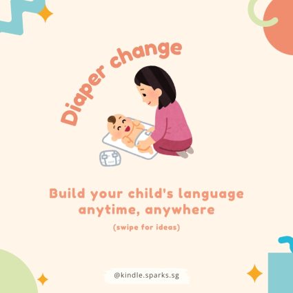 Language learning opportunities are everywhere! Our lives are busy, but we don't need to wait till playtime to "teach" language. Here are some ideas of language that can be modelled when changing your child's diaper.